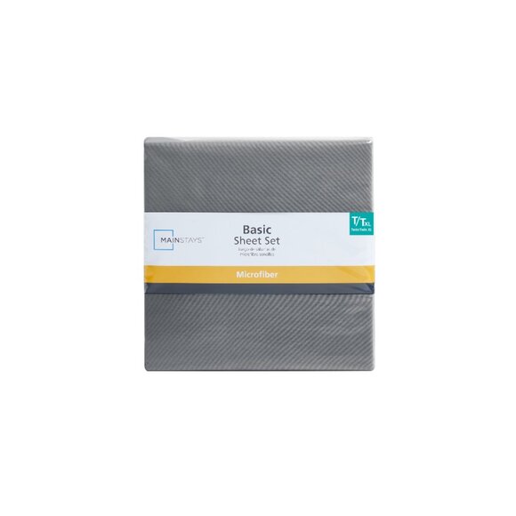 Mainstays Basic Value Microfiber Bed Sheet Set, Grey , Twin, 3 Piece - Picture 3 of 6